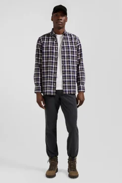 Regular brown checked cotton shirt