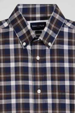 Regular brown checked cotton shirt