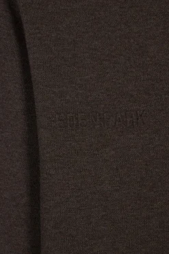 Regular brown long-sleeved cotton piqué polo shirt with tricolor details