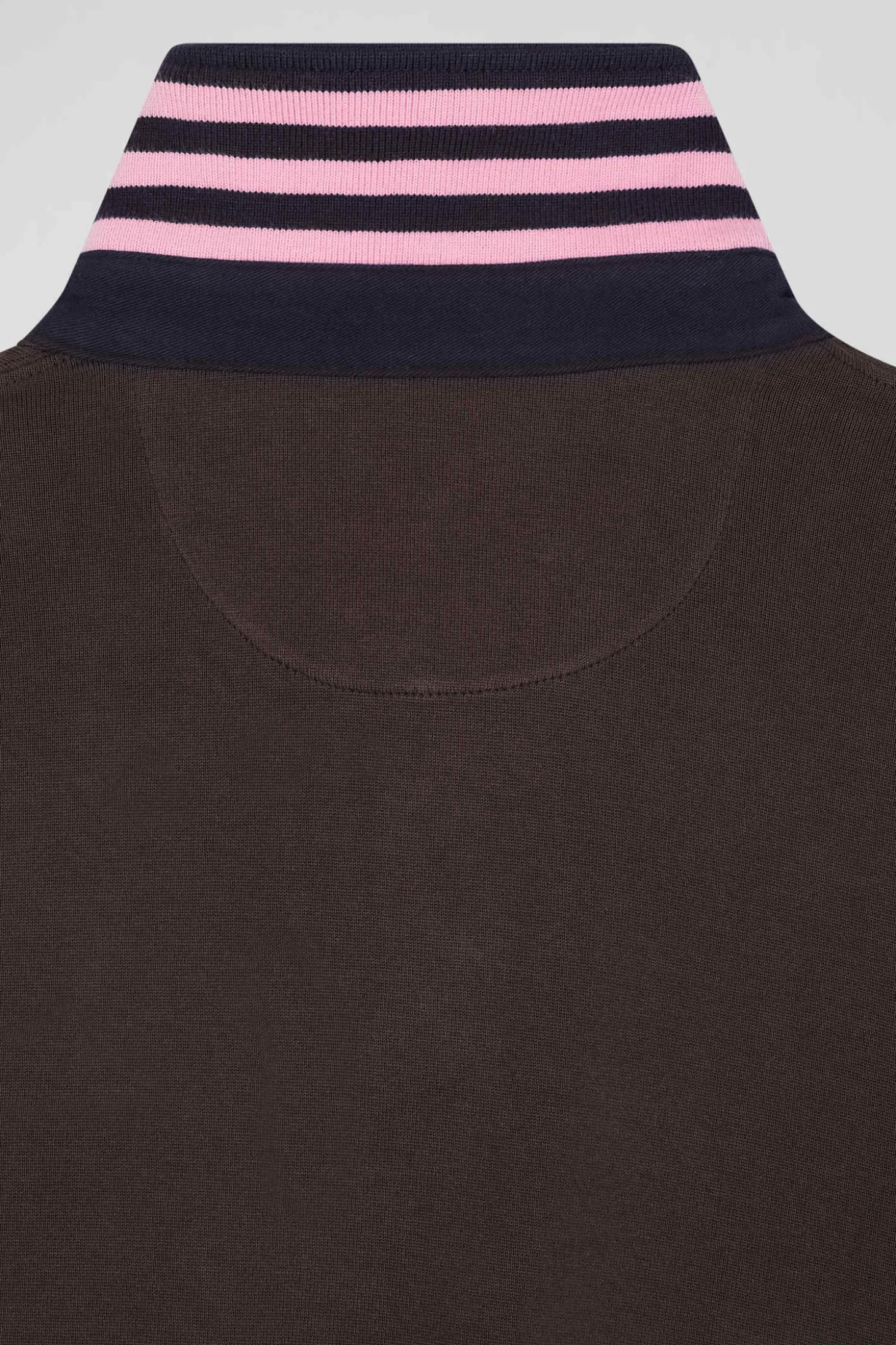 Regular brown long-sleeved Pima cotton rugby shirt