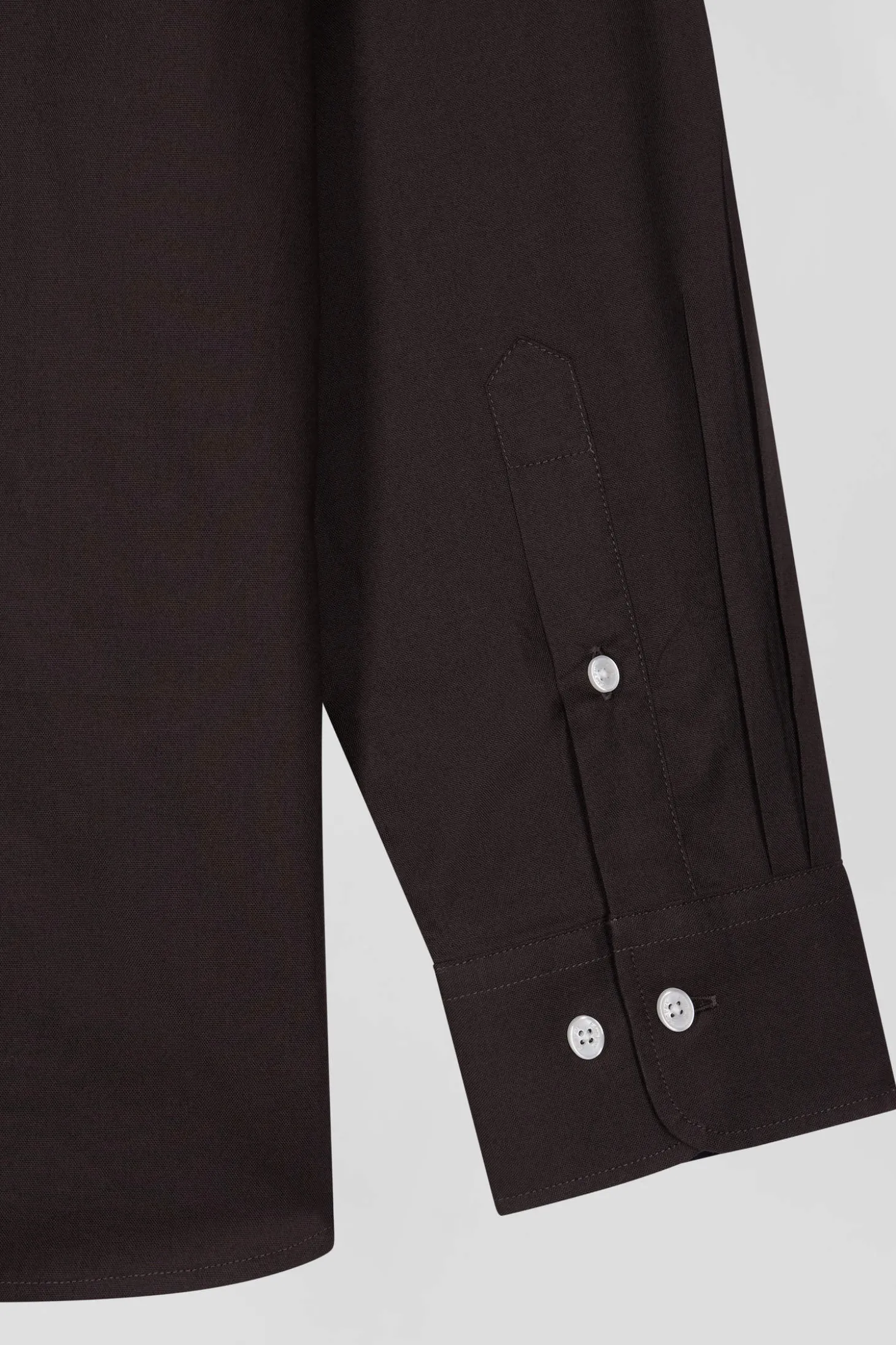 Regular brown oxford cotton shirt with striped bow tie detail