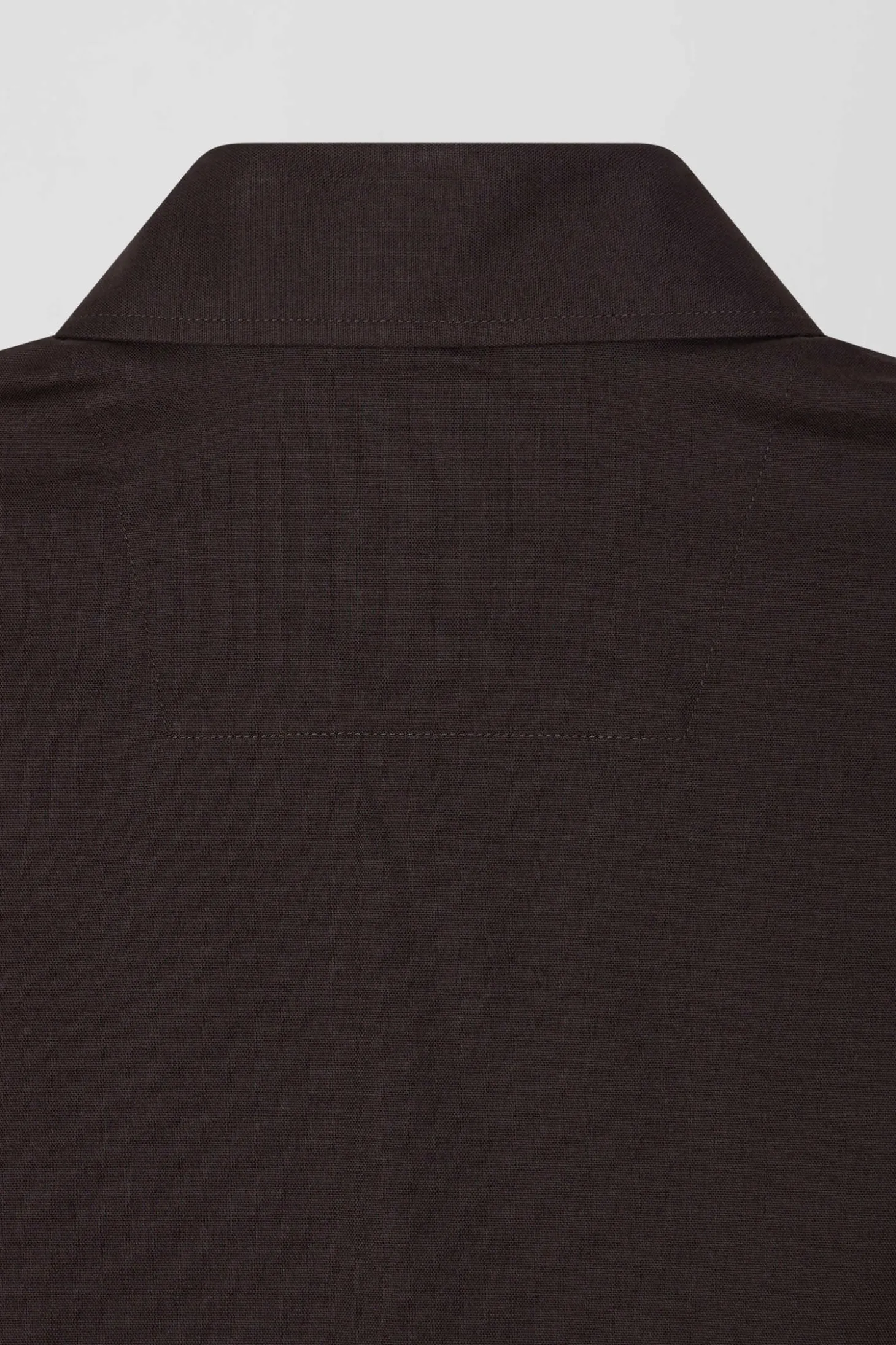 Regular brown oxford cotton shirt with striped bow tie detail