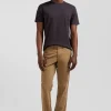 Regular brown Pima cotton short-sleeved T-shirt