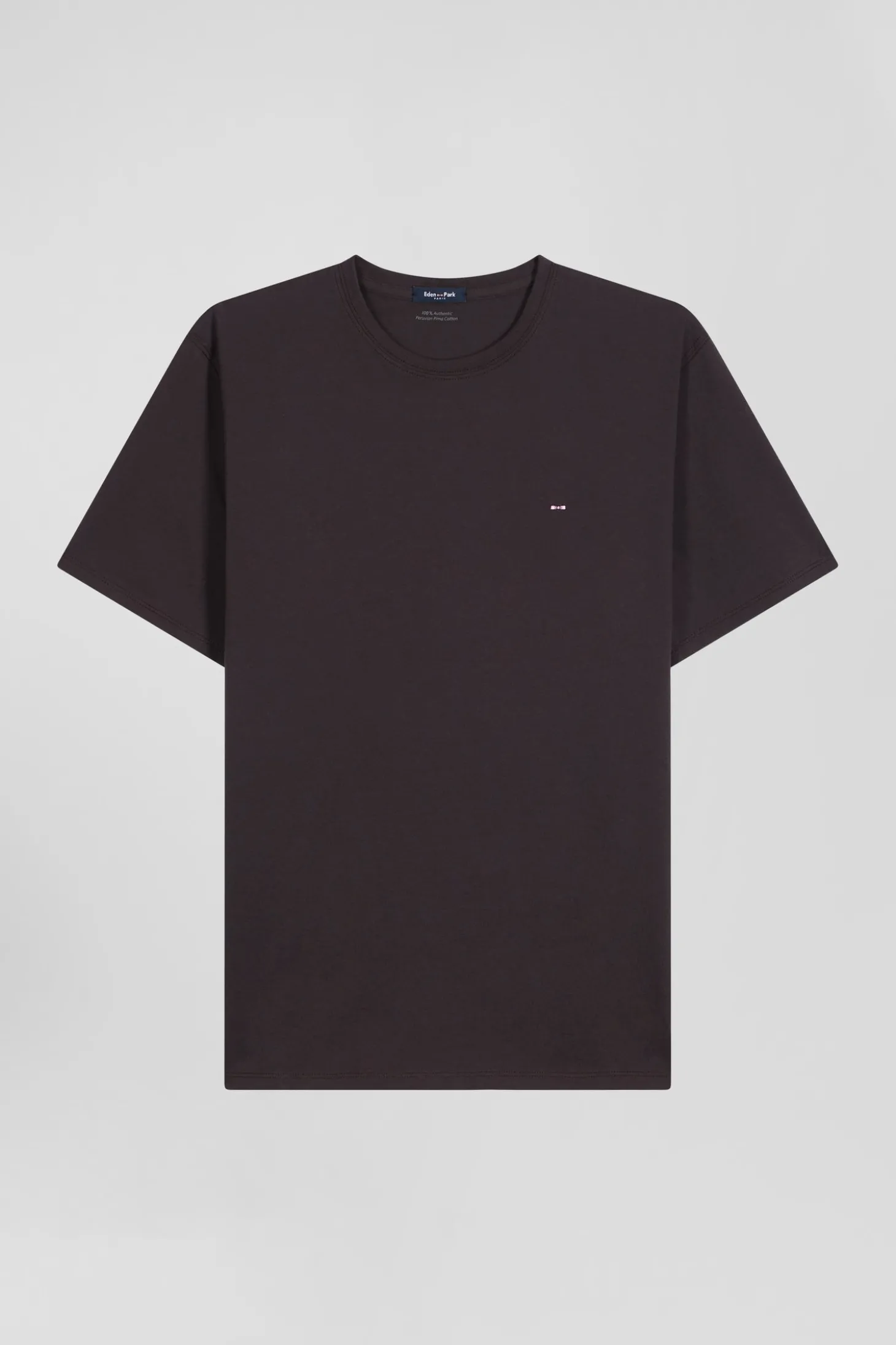 Regular brown Pima cotton short-sleeved T-shirt