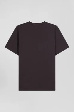 Regular brown Pima cotton short-sleeved T-shirt