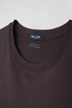Regular brown Pima cotton short-sleeved T-shirt