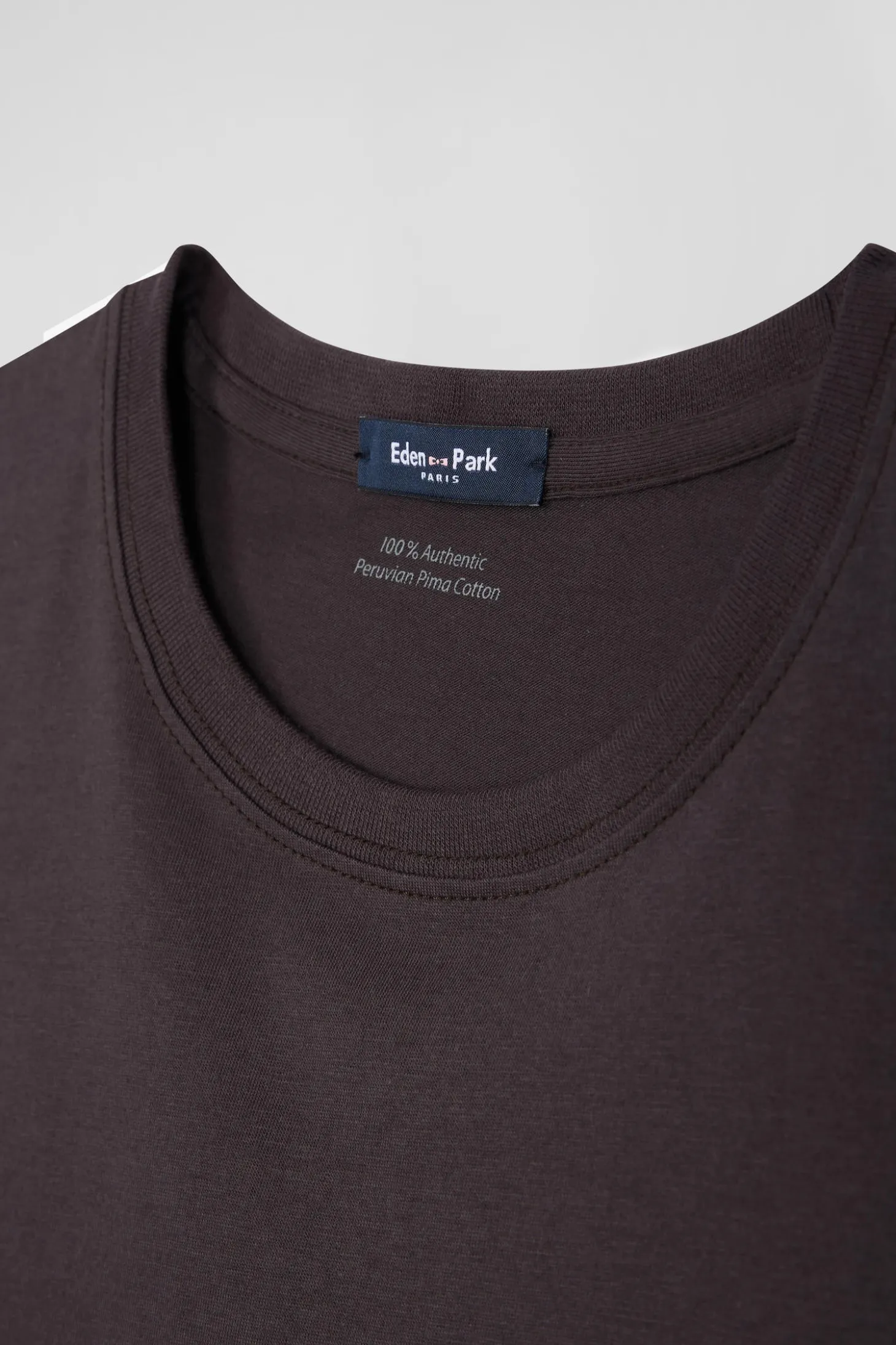 Regular brown Pima cotton short-sleeved T-shirt