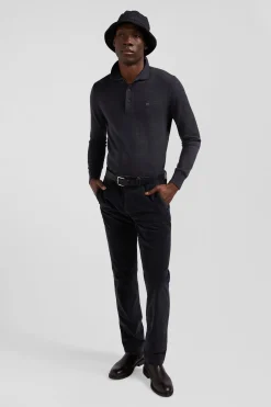 Regular brown stretch cotton chino trousers