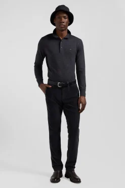 Regular brown stretch cotton chino trousers