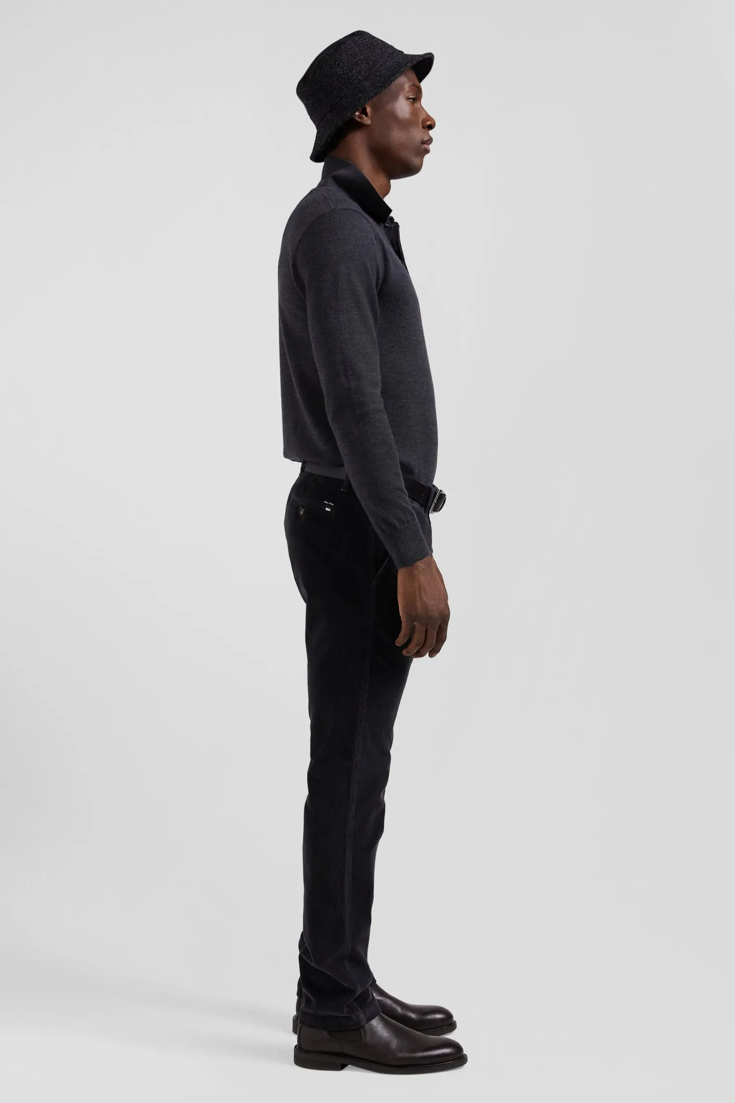Regular brown stretch cotton chino trousers
