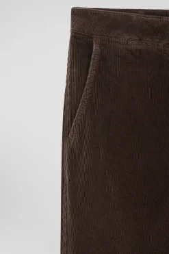 Regular brown stretch cotton velvet chino trousers