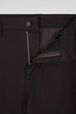 Regular brown stretch cotton piqué and modal chino trousers