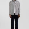 Regular brown striped cotton poplin shirt