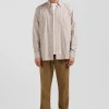 Regular brown striped cotton poplin shirt