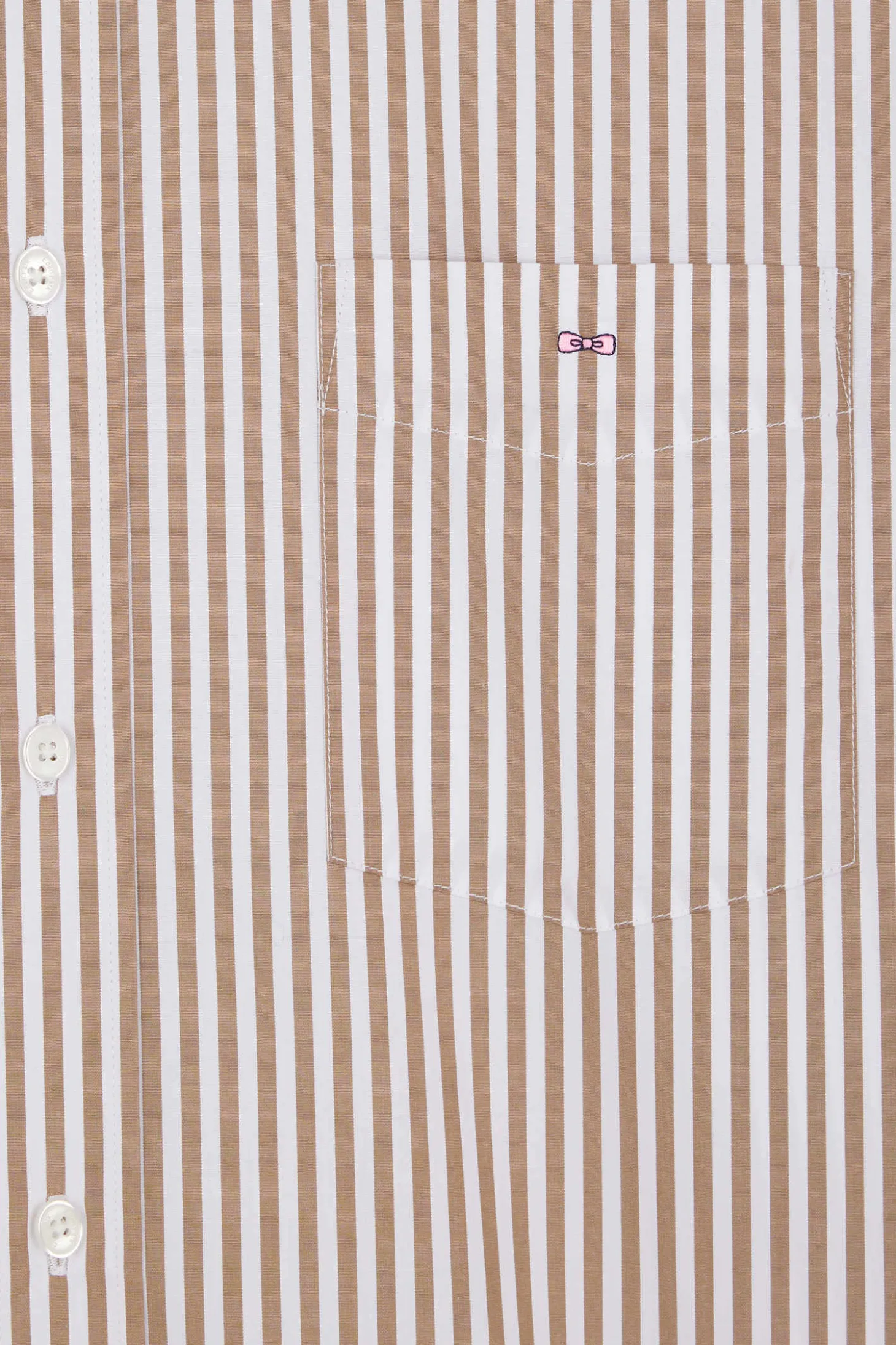 Regular brown striped cotton poplin shirt