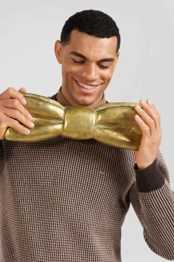Regular brown wool and cotton crew neck jumper