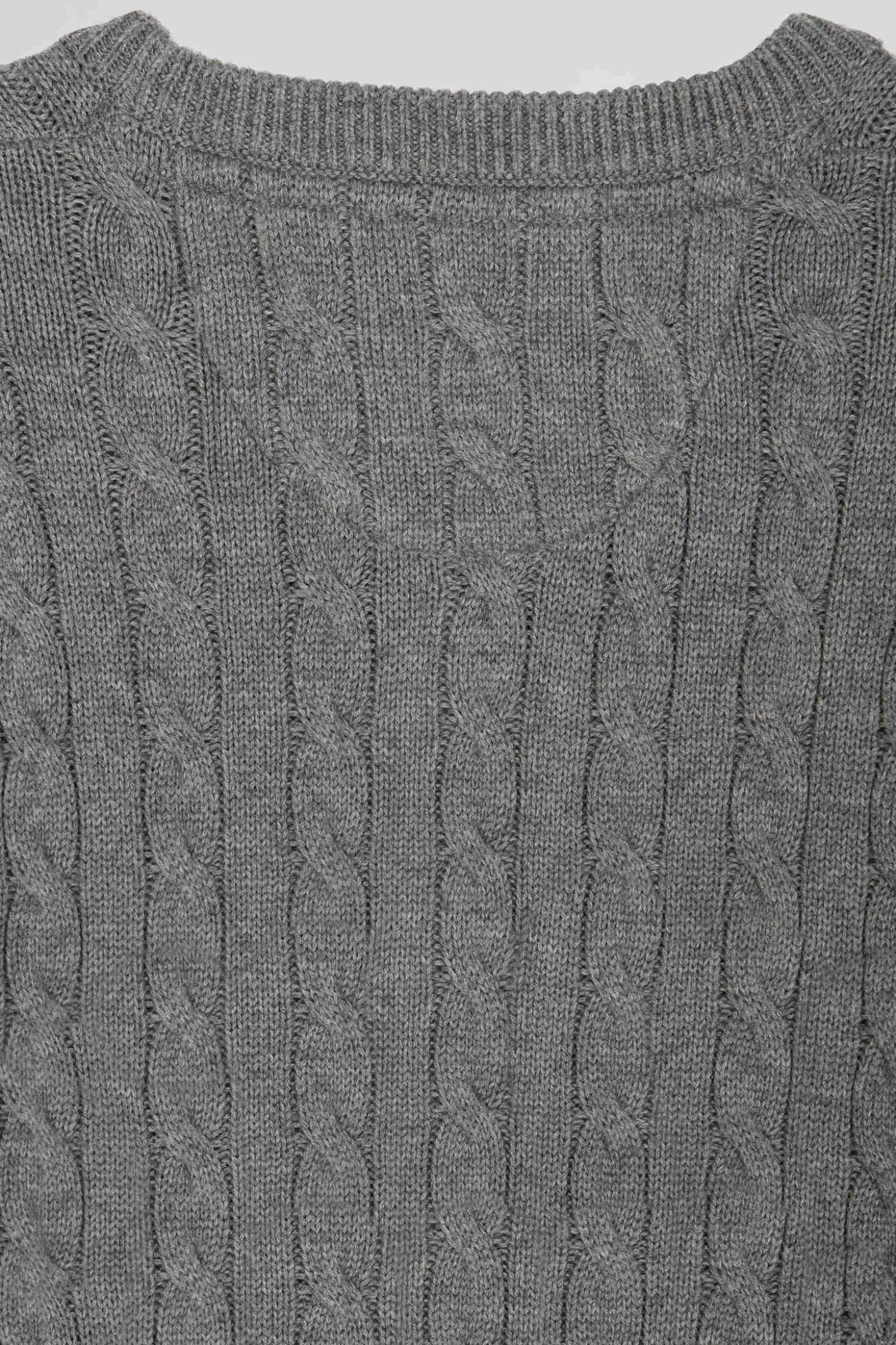 Regular brown wool and cotton crew neck jumper with knit patterns