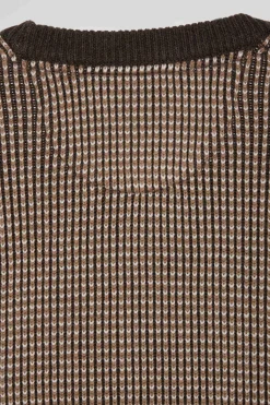 Regular brown wool and cotton crew neck jumper