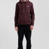 Regular burgundy brushed cotton fleece hoodie with Eden Park embroidery