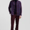 Regular burgundy checked cotton twill shirt