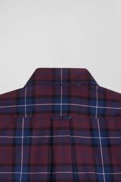 Regular burgundy checked cotton twill shirt