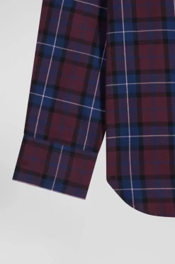 Regular burgundy checked cotton twill shirt