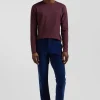 Regular burgundy long-sleeved Pima cotton T-shirt