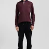 Regular burgundy long-sleeved Pima cotton rugby shirt