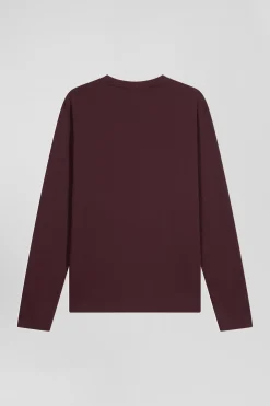 Regular burgundy long-sleeved Pima cotton T-shirt
