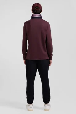 Regular burgundy long-sleeved Pima cotton rugby shirt