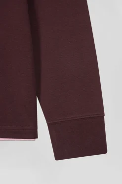 Regular burgundy long-sleeved Pima cotton rugby shirt