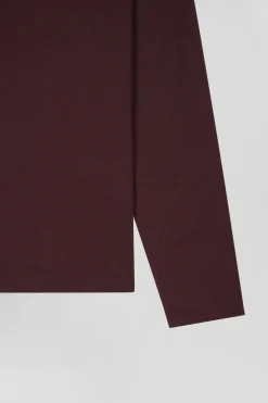 Regular burgundy long-sleeved Pima cotton T-shirt