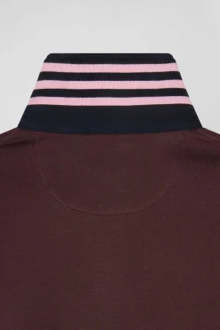 Regular burgundy long-sleeved Pima cotton rugby shirt