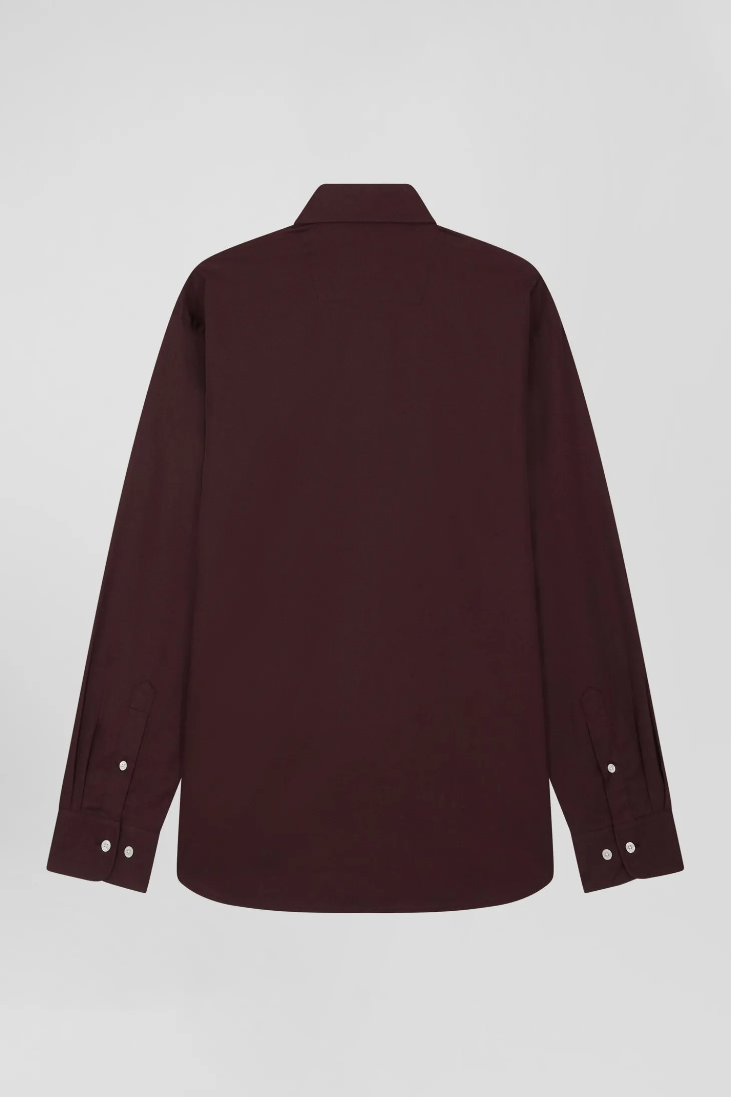 Regular burgundy oxford cotton shirt with striped bow tie detail