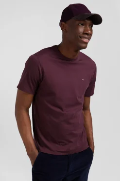 Regular burgundy Pima cotton short-sleeved T-shirt