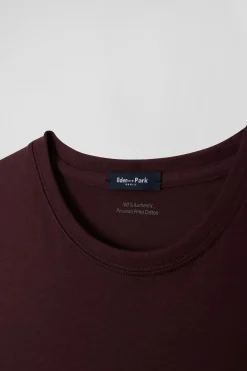 Regular burgundy Pima cotton short-sleeved T-shirt