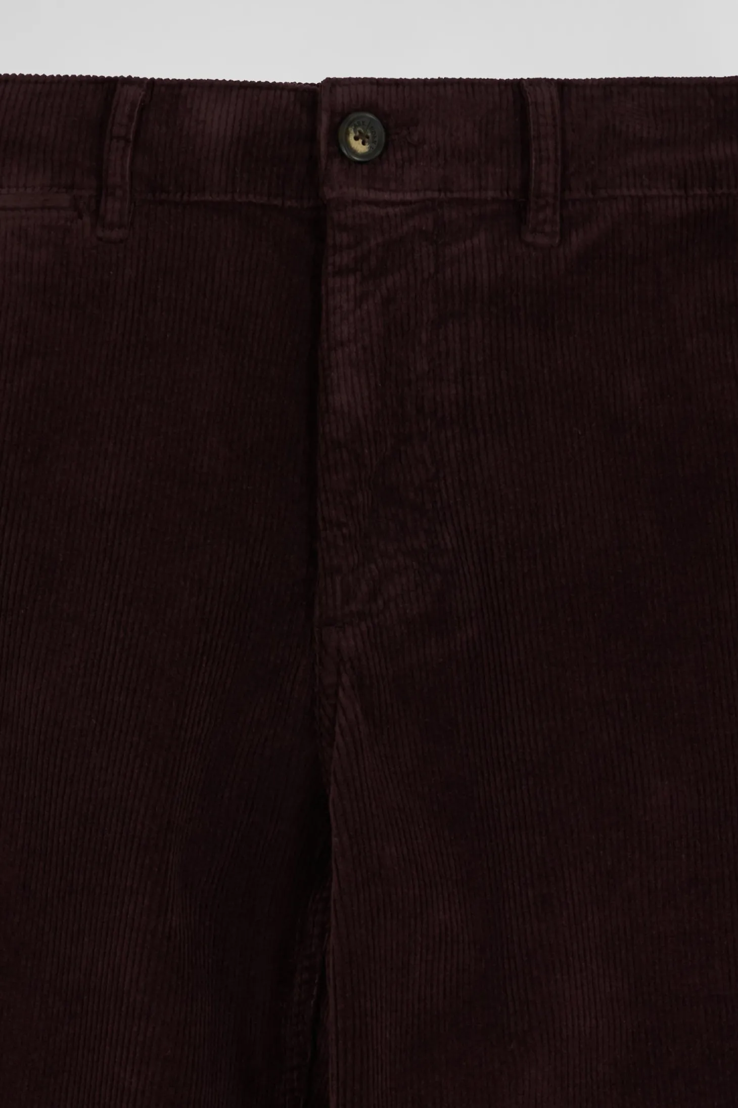 Regular burgundy stretch cotton velvet chino trousers