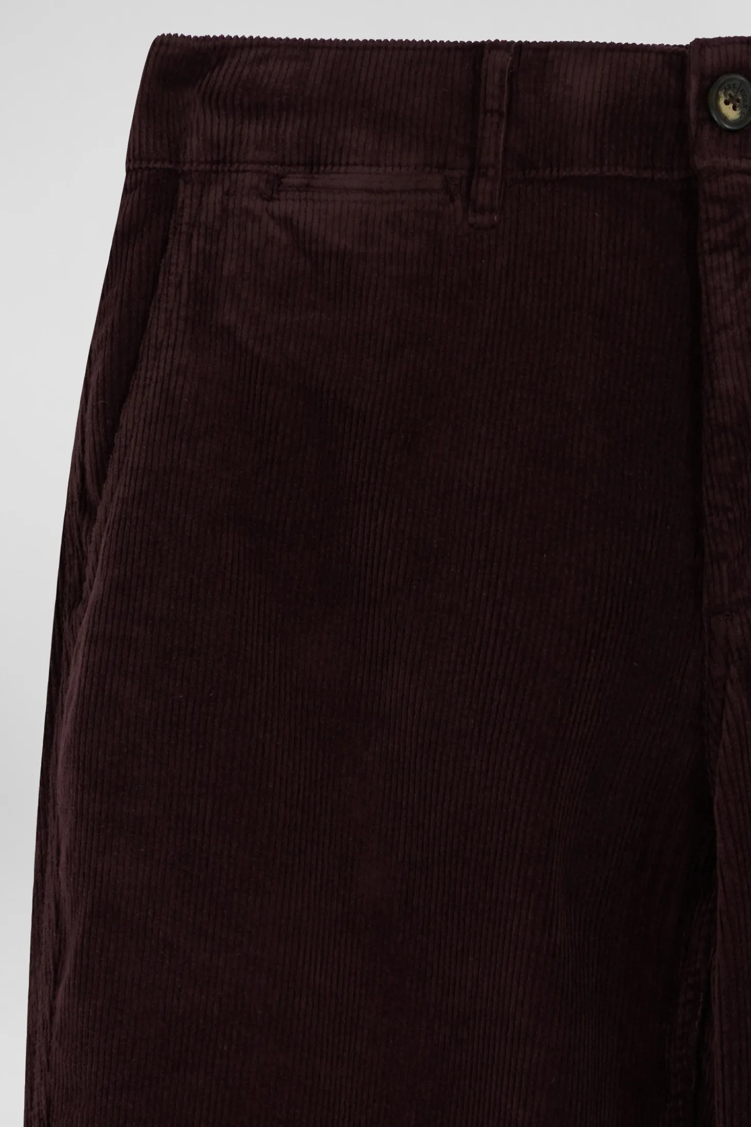 Regular burgundy stretch cotton velvet chino trousers