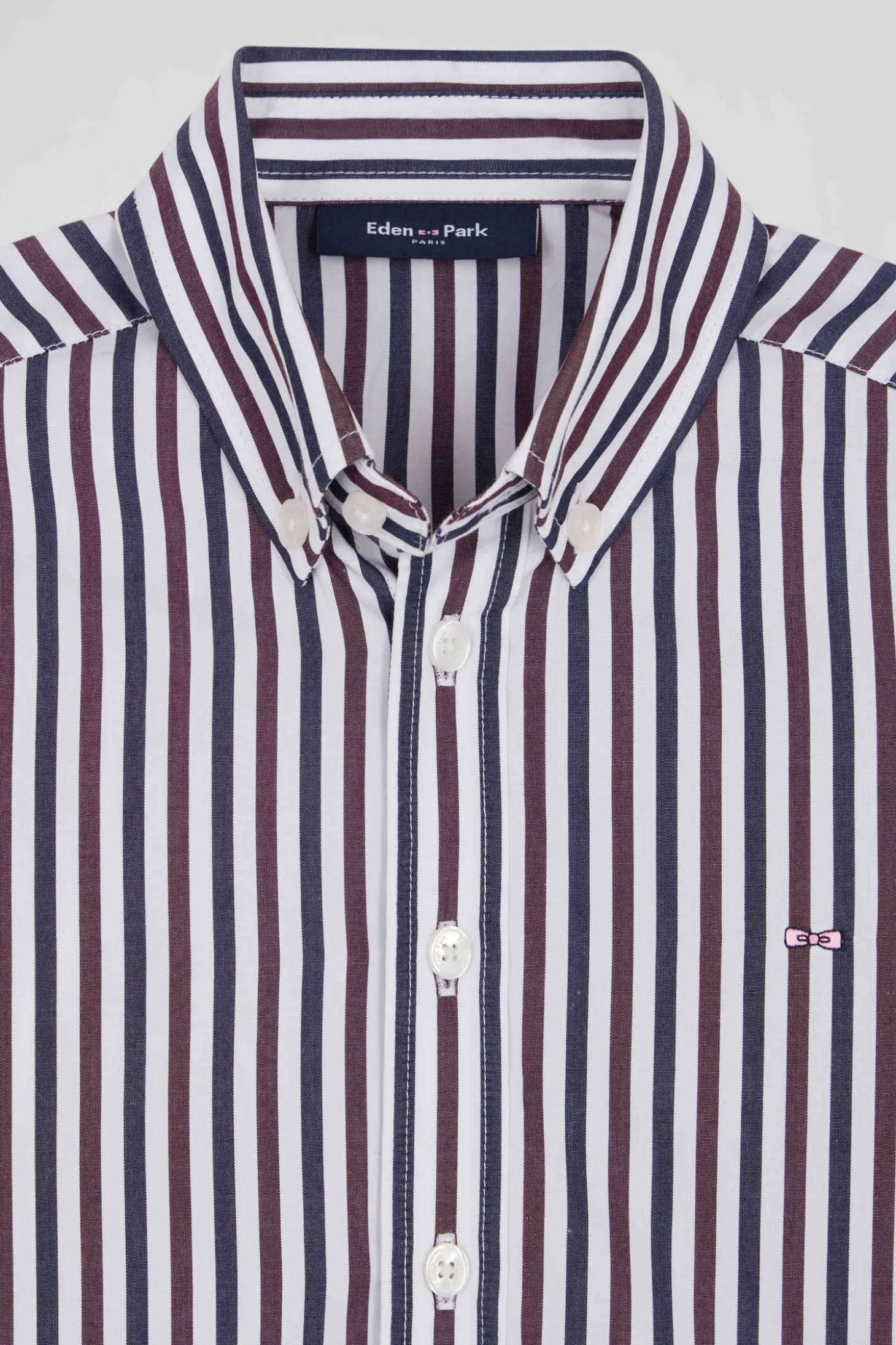 Regular burgundy striped cotton shirt