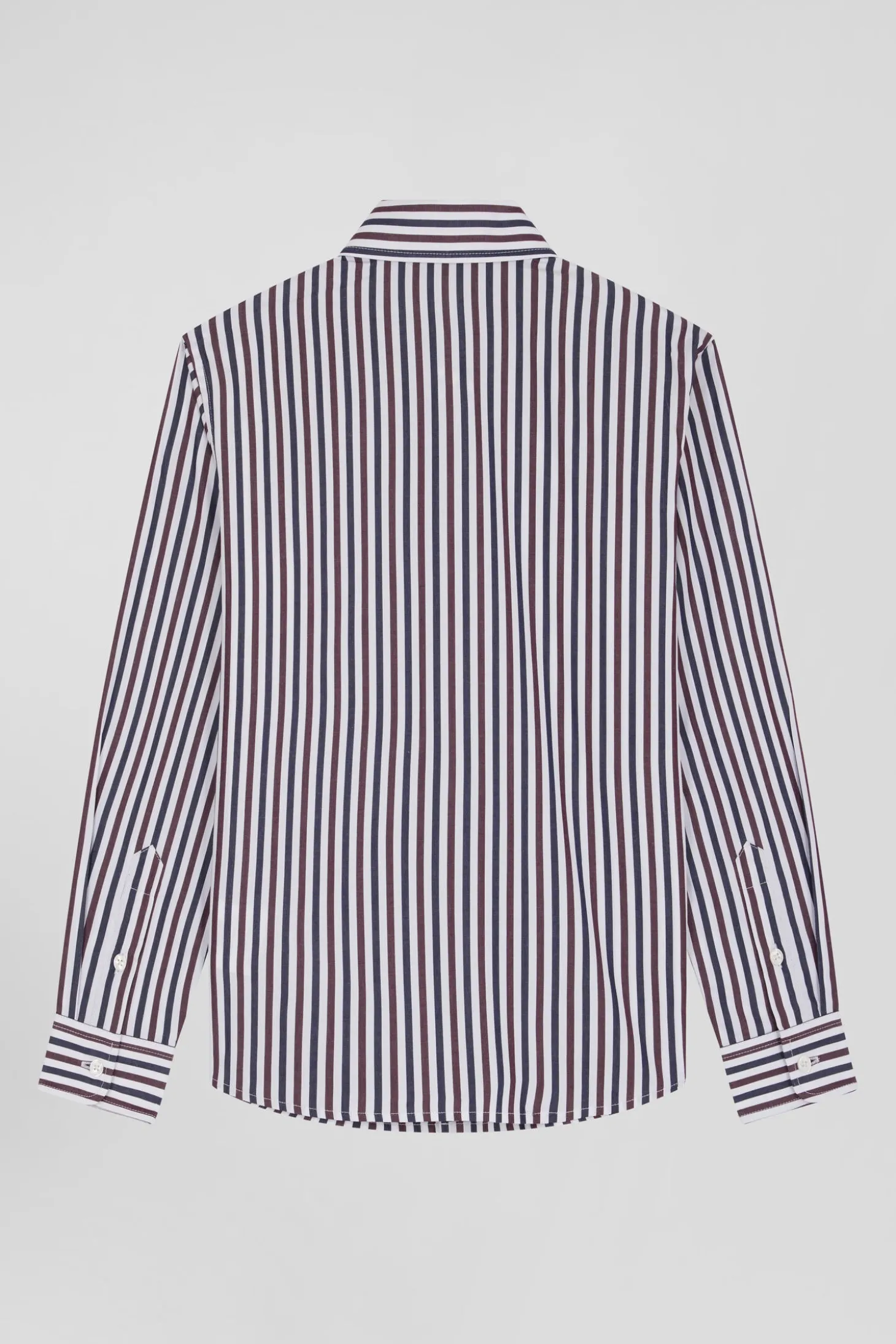Regular burgundy striped cotton shirt