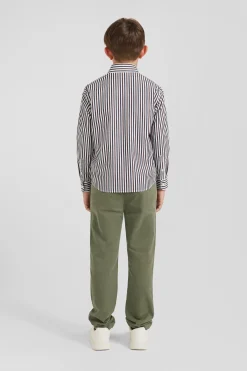 Regular burgundy striped cotton shirt