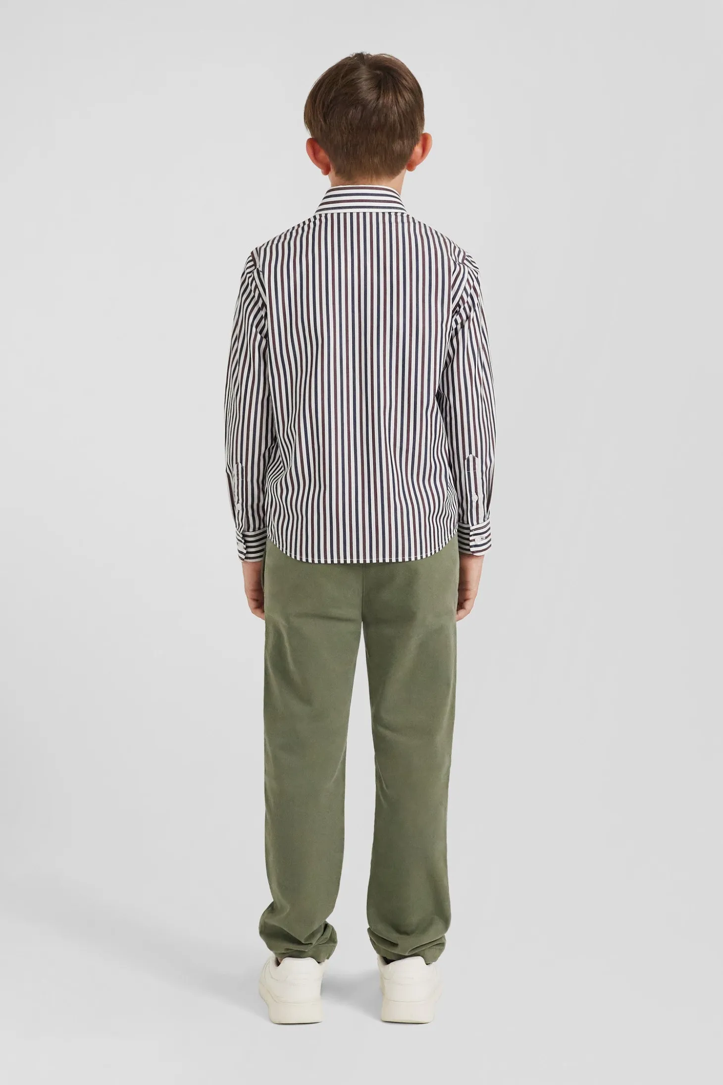 Regular burgundy striped cotton shirt