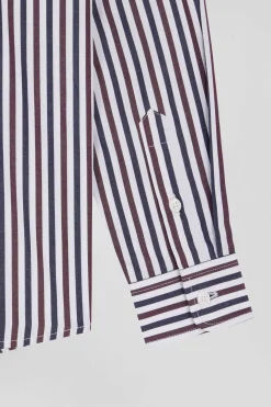 Regular burgundy striped cotton shirt