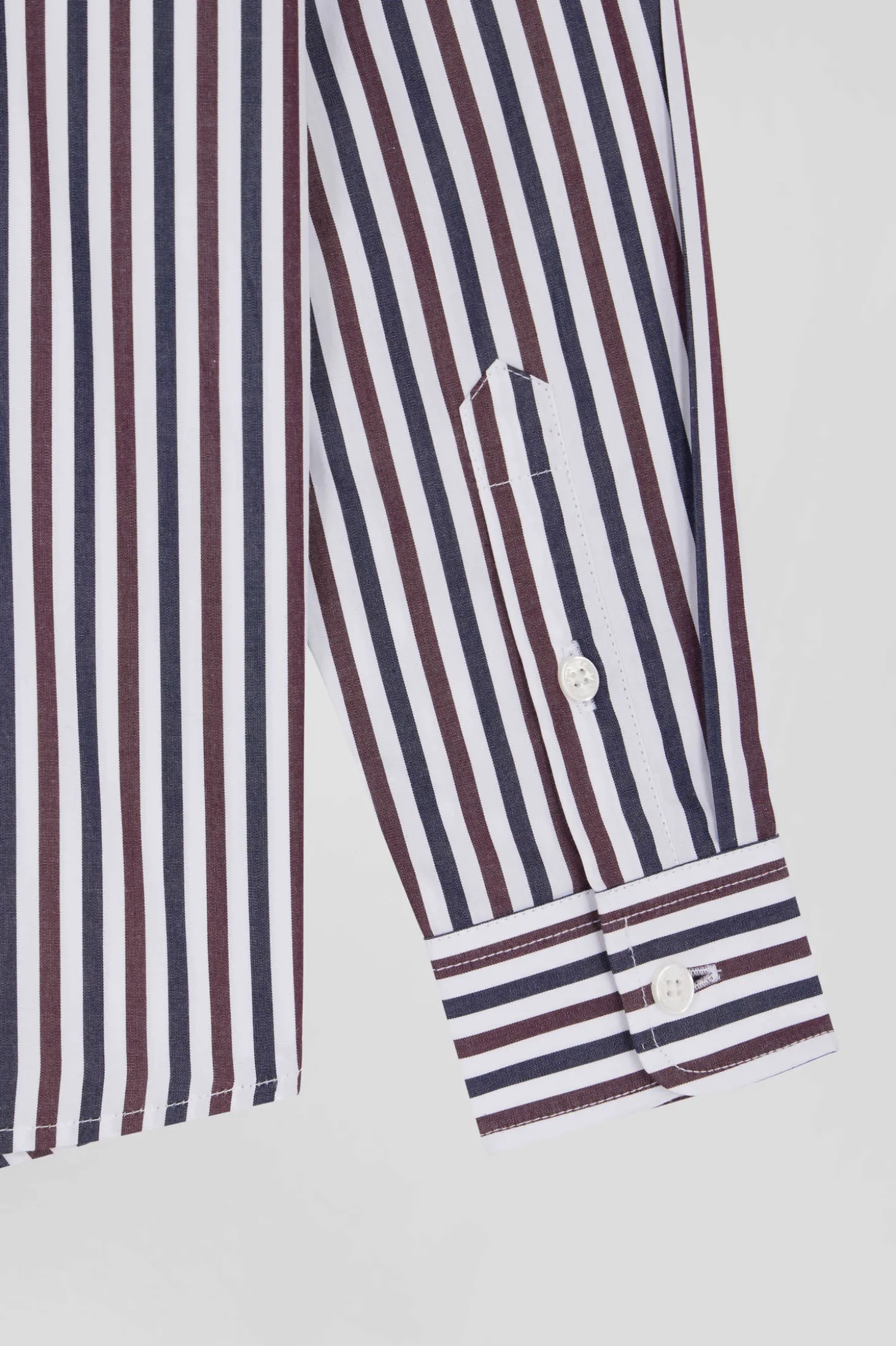 Regular burgundy striped cotton shirt