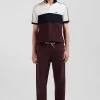 Regular burgundy tricolor short-sleeved cotton piqué polo shirt with Eden Park lettering