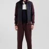 Regular burgundy zipped bi-material sweatshirt with padded front