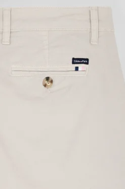 Regular camel chino trousers in stretch cotton gabardine