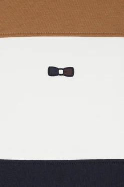 Regular camel colorblock zipped cotton blend sweatshirt
