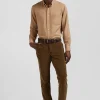 Regular camel cotton and cashmere twill shirt