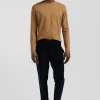 Regular camel long-sleeved cotton T-shirt